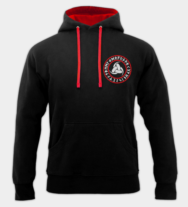 Bluza z Kapturem Haftowana Potrójny Róg Odyna