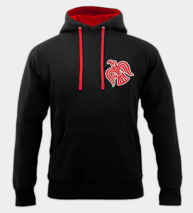 Bluza z Kapturem Haftowana Motyw Kruka Wikingów