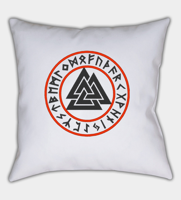 Poszewka Haftowana Valknut w Kręgu Runicznym
